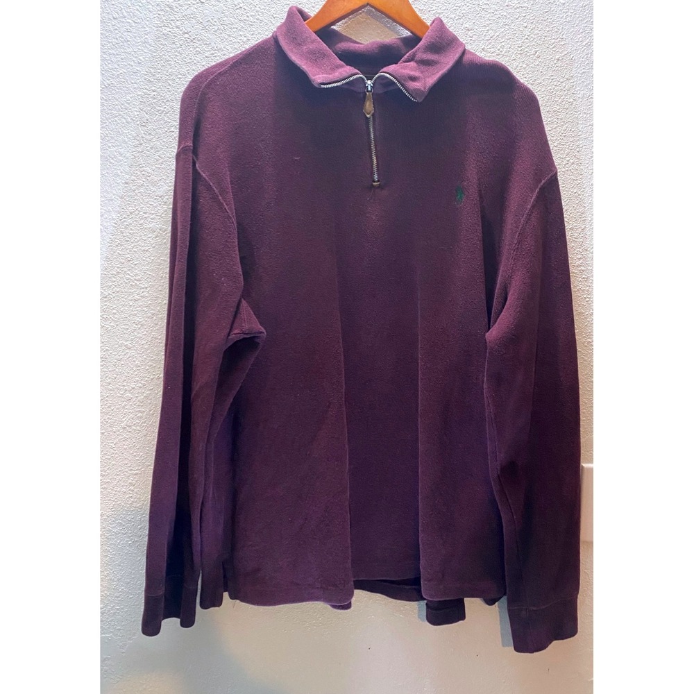 Polo Ralph Lauren Men's XL‎ Quarter Zip Fleece Pullover Burgundy Polo Pony Logo